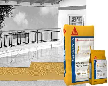 SikaCeram Fix цементный плиточный клей для внутренних и наружных работ (Мешок 25кг)